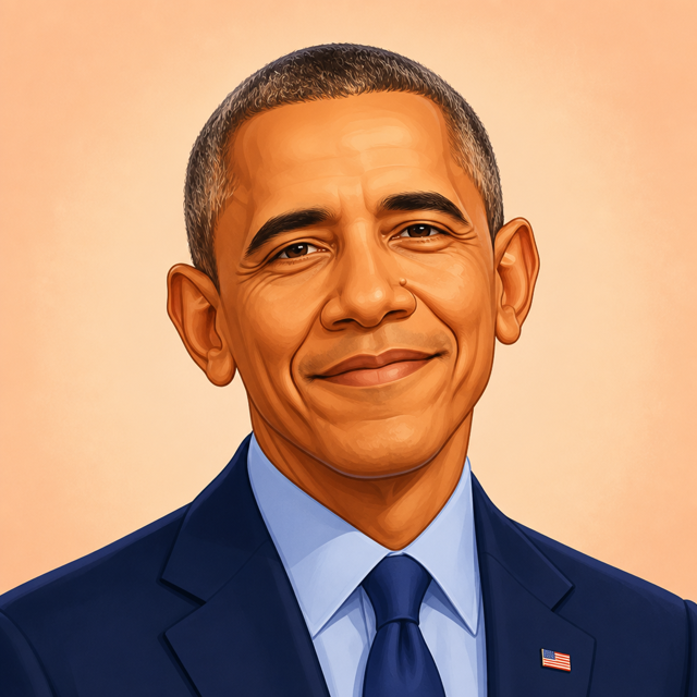 Barack Obama AI voice cartoon portrait