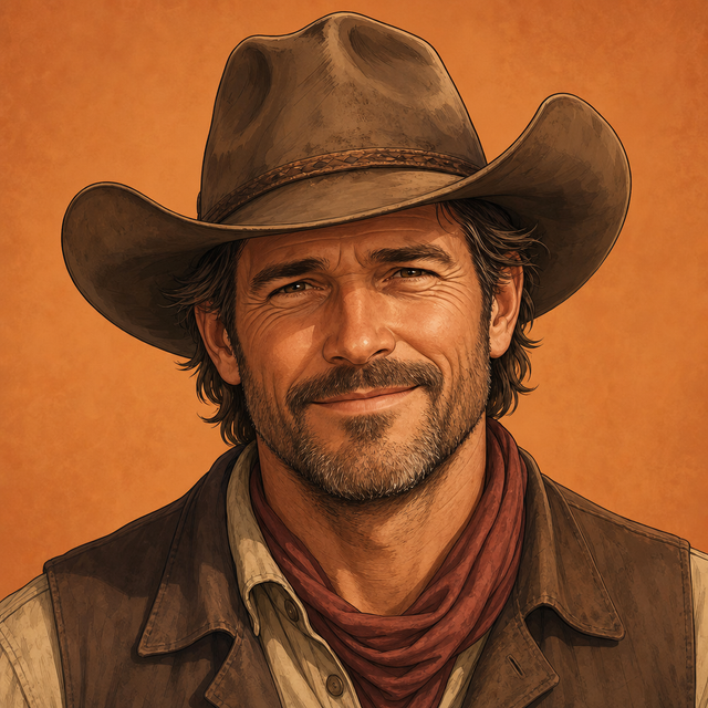Cowboy AI voice cartoon portrait
