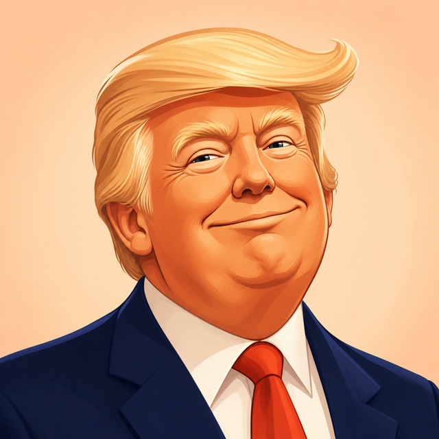 Donald Trump AI voice cartoon portrait