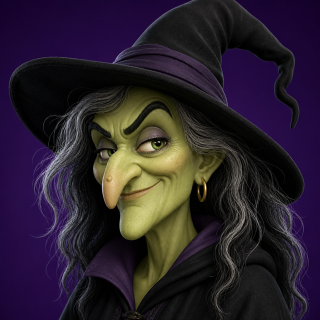Witch AI voice cartoon portrait